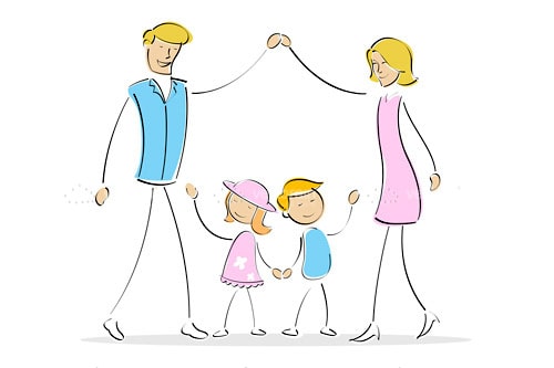 Illustrated Family Holding Hands